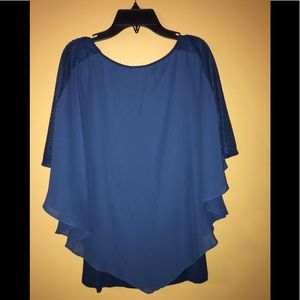 Women’s bluegreen top with sheer overlay size M